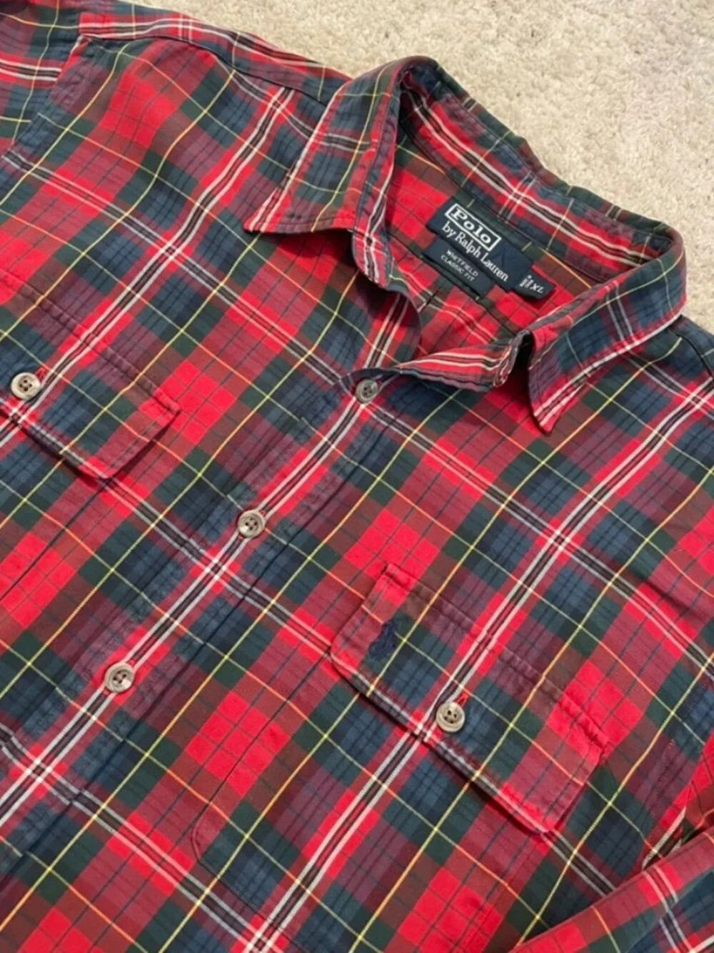 Polo Ralph Lauren Mens Sz XL Whitfield Classic Fit LS Shirt Plaid w/ Pony Preppy